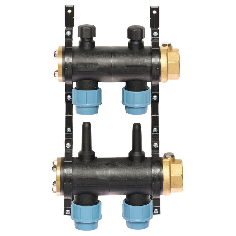 Brineverdeler 4410 11/4" kunststof + PE-koppeling 32mm 2-groepen