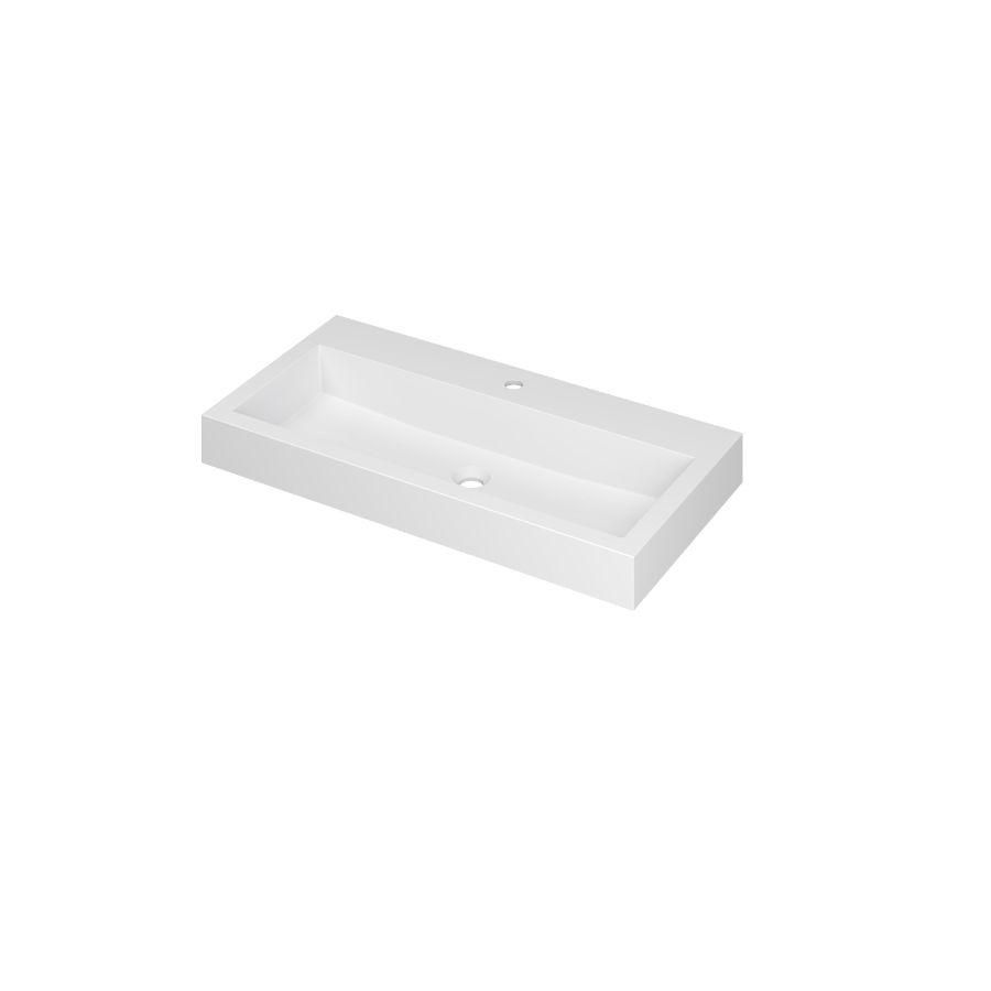 INK Momento Wastafel Polystone 1 kraangat Mat wit 90x45
