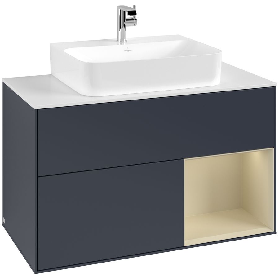 Wastafelonderkast Finion 1000x603x501mm Mid.Blue Matt Lacquer F121HJHG