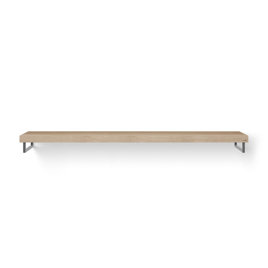 Wastafelblad Solo Wood eiken 200cm RVS 2x handdoekhouder