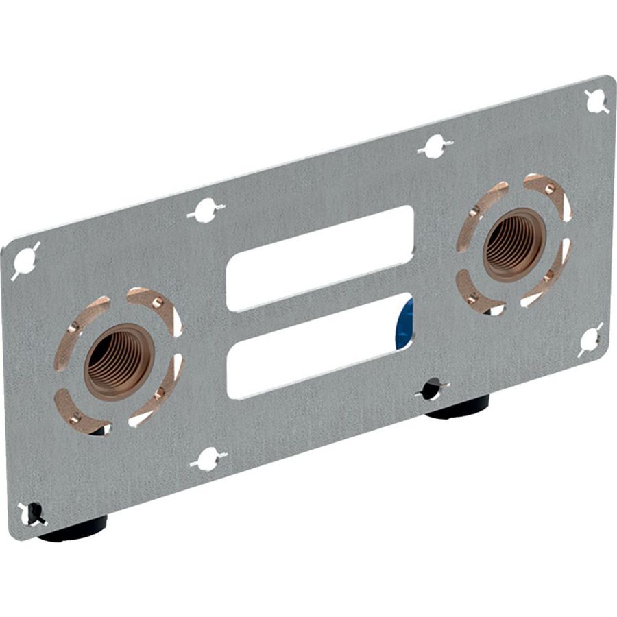 Muurplaat FLOWFIT pers 2x op montageplaat 16x1/2"bn.dr.