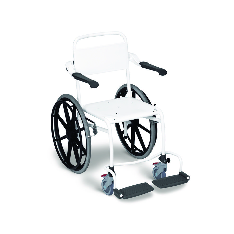 Douchestoel zelfrijder HT-bekleding laag wit