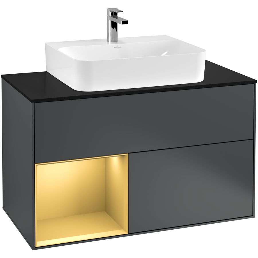 Wastafelonderkast Finion 1000x603x501mm Mid.Blue Matt Lacquer F112HFHG