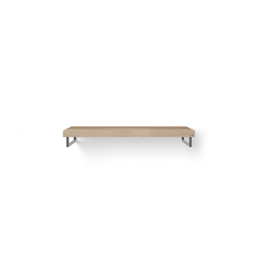 Wastafelblad Solo Wood eiken 120cm RVS 2x handdoekhouder