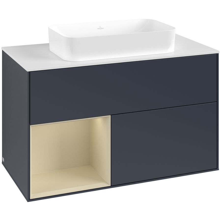 Wastafelonderkast Finion 1000x603x501mm Mid.Blue Matt Lacquer F651HJHG