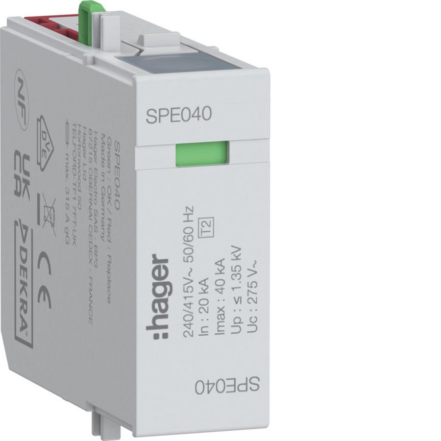 Steekelement T2 L-N Uc 275 V Imax 40 kA Up 1,35 kV