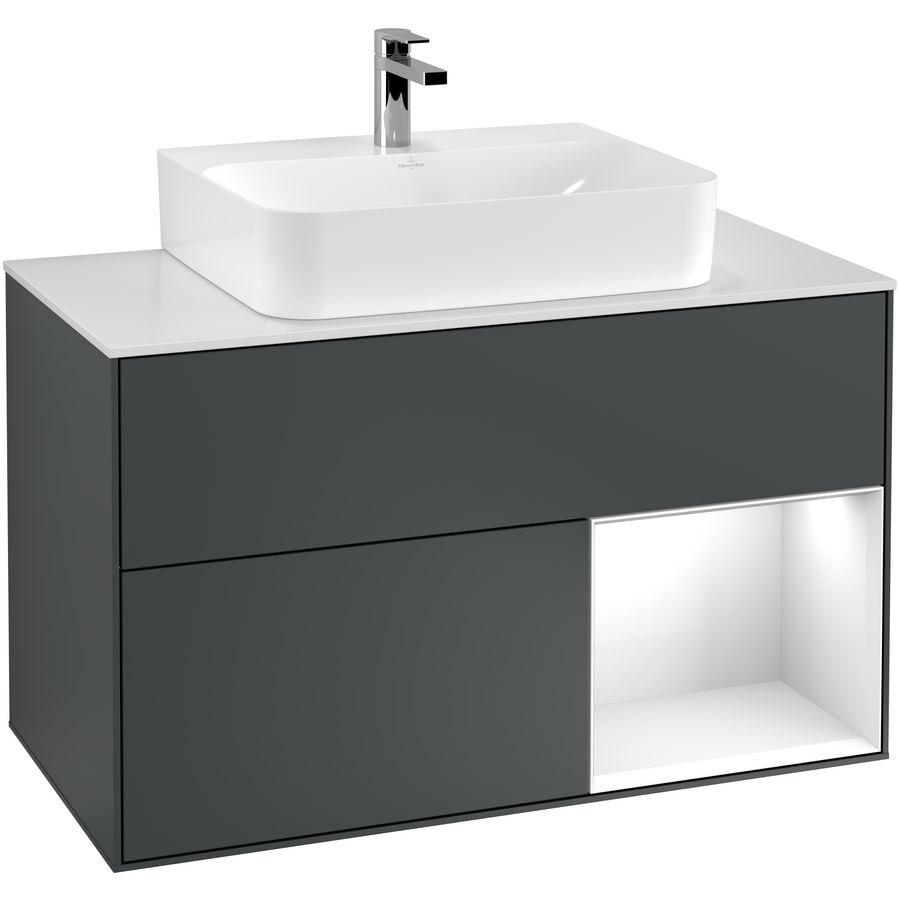 Wastafelonderkast Finion 1000x603x501mm Mid.Blue Matt Lacquer F121GFHG