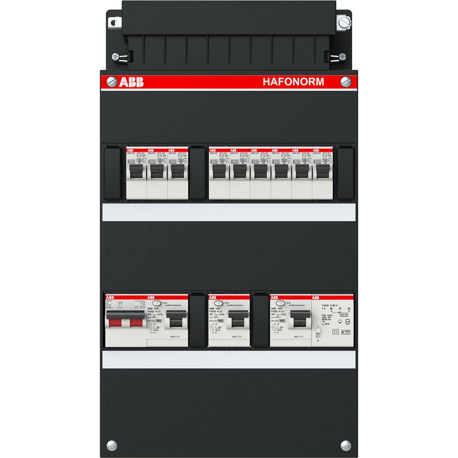 Installatiekast 9x achter 3x 30mA + T + HS 1-f
