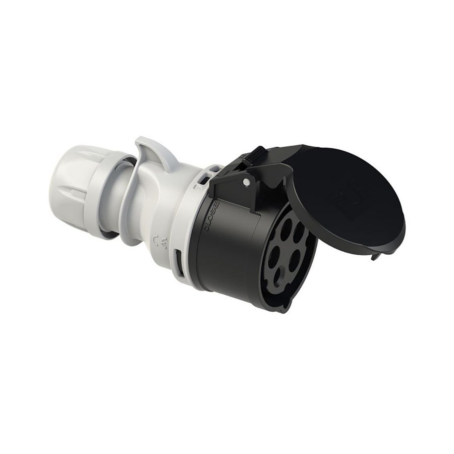CEE contrastekker 32A 5p 500V 7h zwart IP44 Shark