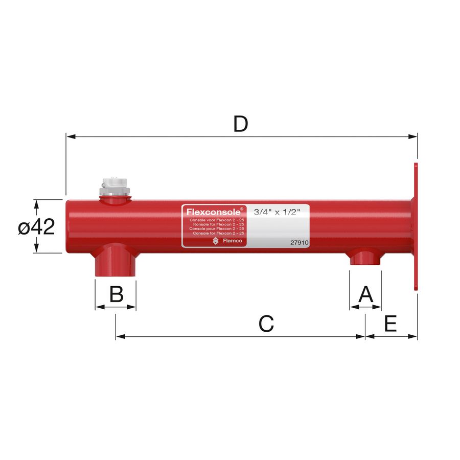 Expansievatconsole Flexconsole wit 3/4"+1/2" + ontl. 1/2