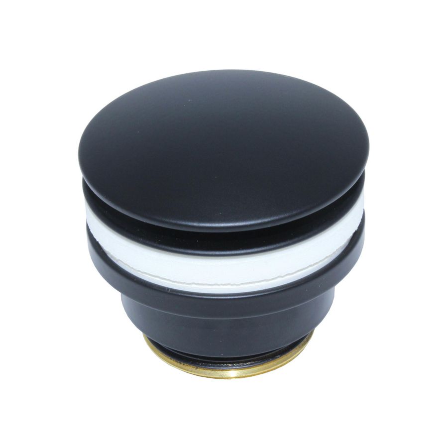 Afvoerplug 1.1/4"x60mm mat zwart push-open m.grote stop