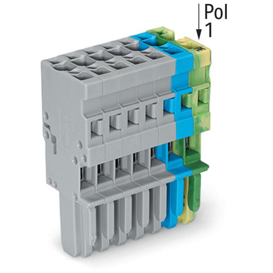 1-draads female steker CAGE CLAMP 4mm² groen-geel/bl VVE=25