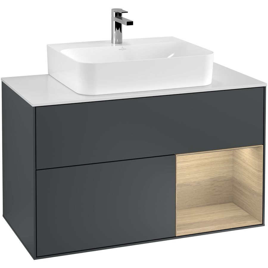 Wastafelonderkast Finion 1000x603x501mm Mid.Blue Matt Lacquer F121PCHG