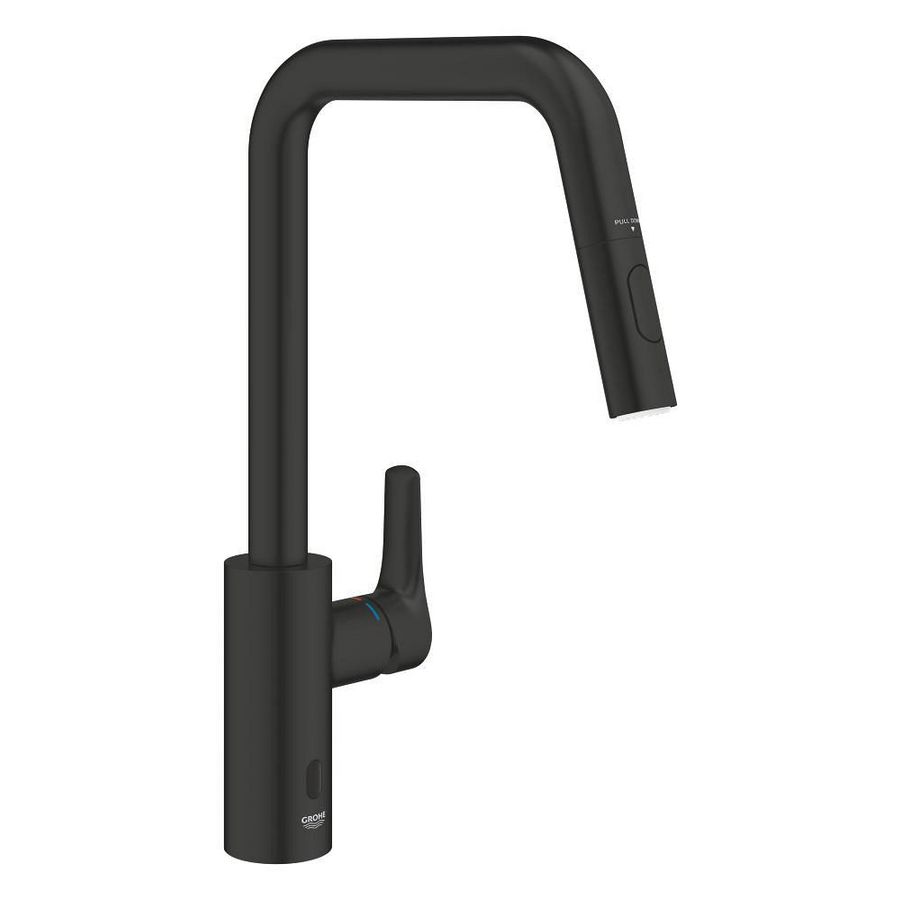 Eurosmart E Hybrid elektronische keukenmengkraan U-Uitloop Dual Spray mat zwart