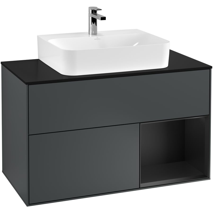 Wastafelonderkast Finion 1000x603x501mm Mid.Blue Matt Lacquer F122PDHG