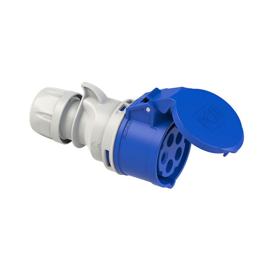 CEE contrastekker 16A 5p 200-250V 9h blauw IP44 Shark