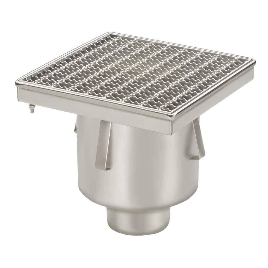 Industrieput 300x300mm RVS304 onderuitl. 110mm m.maasrooster