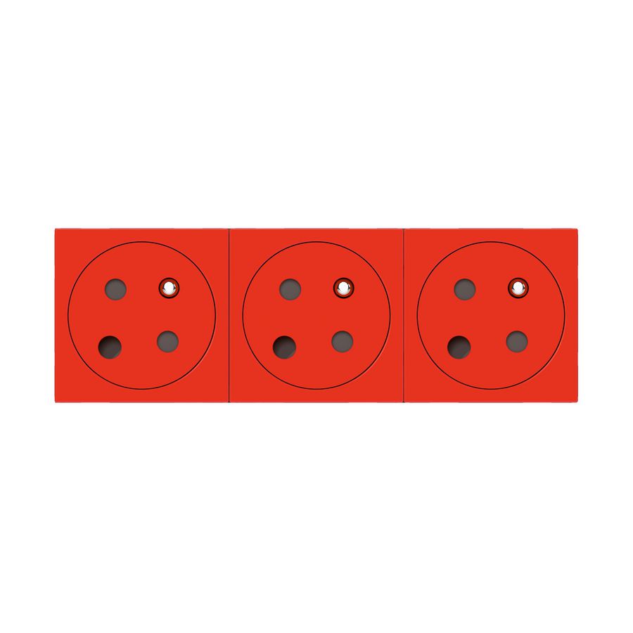 Contactdoos Link 3x2P+A vlak polarisatie 45gr.6m rood Mosaic