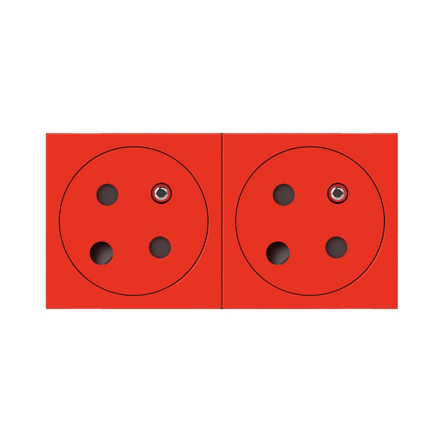 Contactdoos Link 2x2P+A vlak polarisatie 45gr.4m rood Mosaic