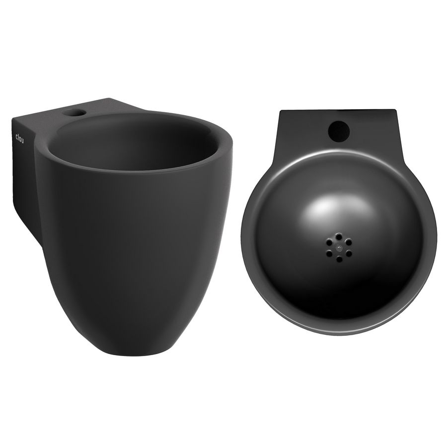 Flush 6 fontein 270x315mm mat zwart met kraangat sifon/plug