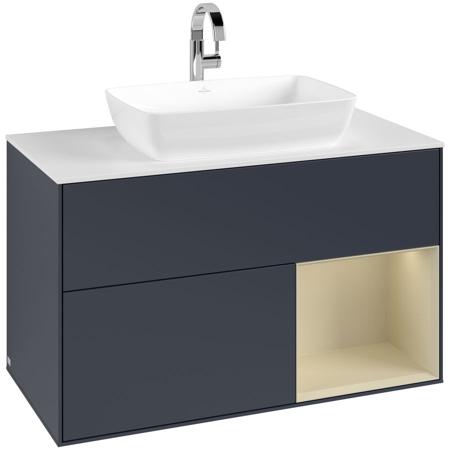 Wastafelonderkast Finion 1000x603x501mm Mid.Blue Matt Lacquer G781HJHG
