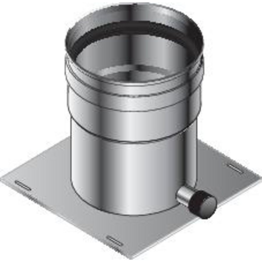 Basisplaat + aftap enkelwandig RVS SPG 100mm Roccheggiani