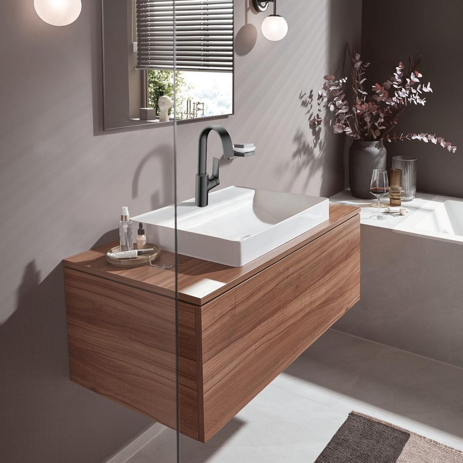 Wastafelmengkraan Vivenis 1-hendel 210 draaibare uitl. Brushed Black Chrome