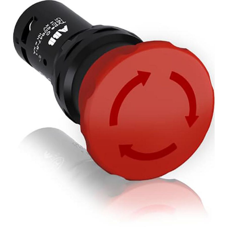 Compact noodstop knop 30mm rood ontgrendeling 2V EMO print