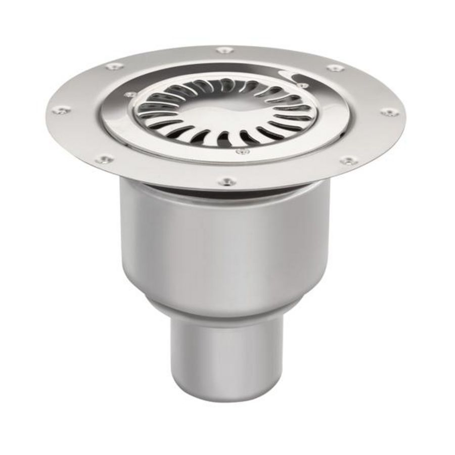 Vloerput Ø155mm RVS304 m.onderuitlaat 75mm v.vinyl