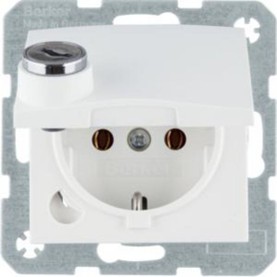 Wandcontactdoos RA klapdeksel en slot berker S.1/B.3/B.7 mat