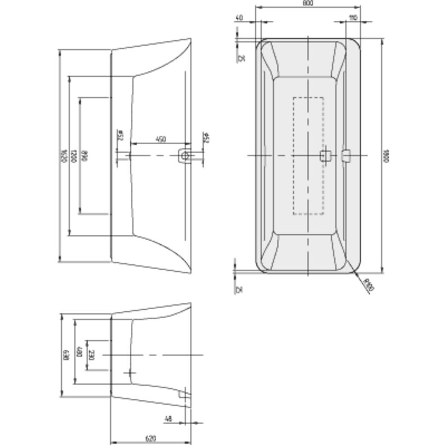 Squaro excellence duo ligbad 180x80cm wit met poten/afvoer