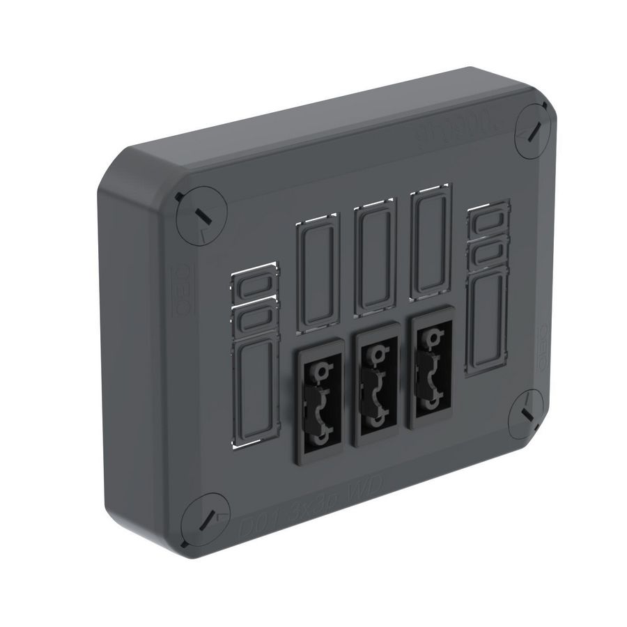 Stekerbare T100 deksel+GST18 3x3P 150x116x60 poly grafiet