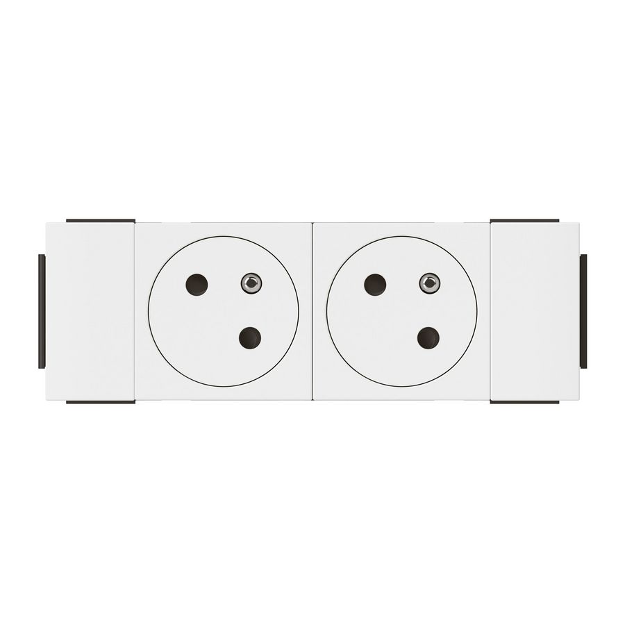 Contactdoos Link 2x2P+A vlak soluclip 4 m wit Mosaic