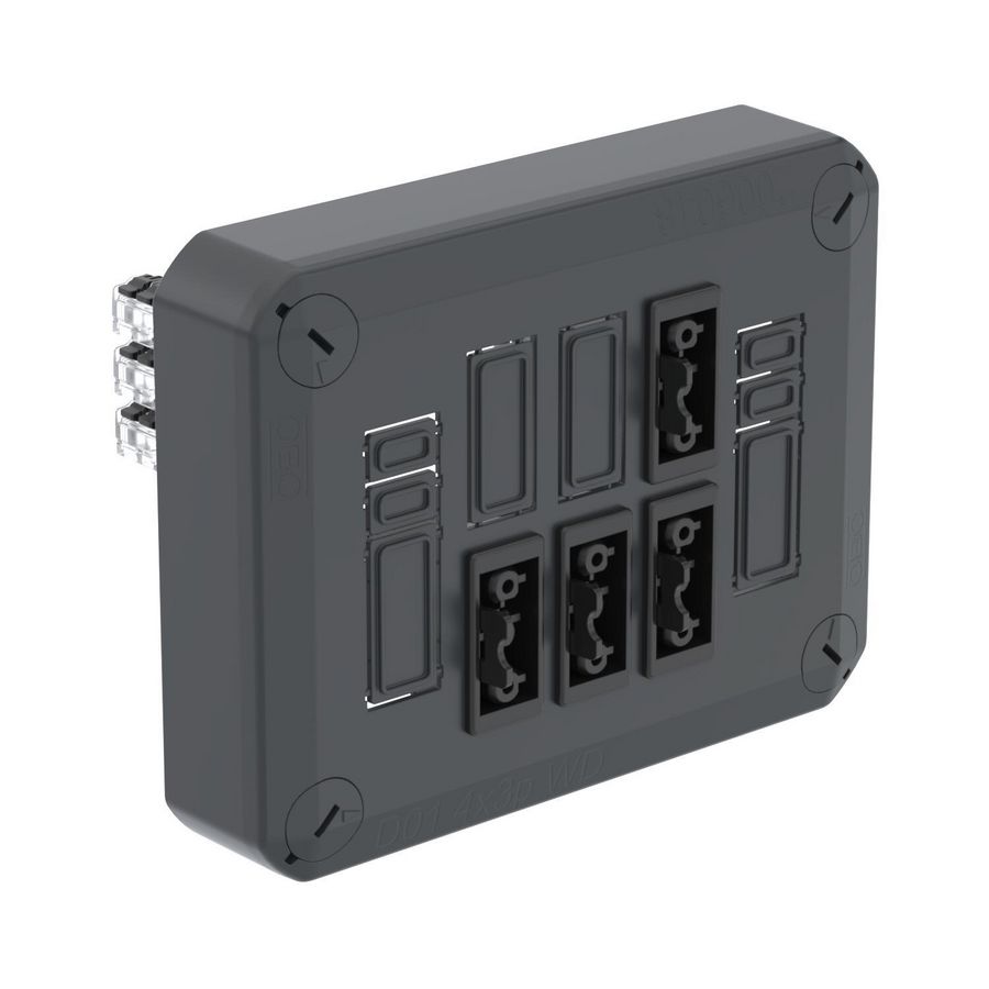 Stekerbare T100 deksel+GST18 4x3P 150x116x60 poly grafiet