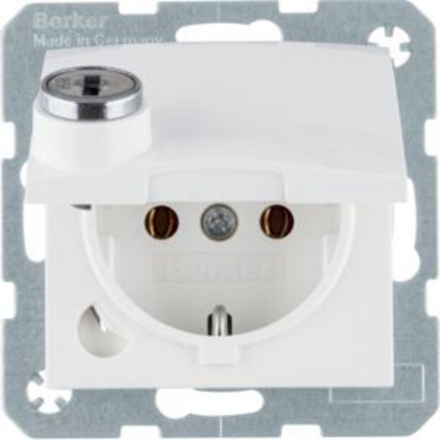 Wandcontactdoos RA klapdeksel en slot berker S.1 glans