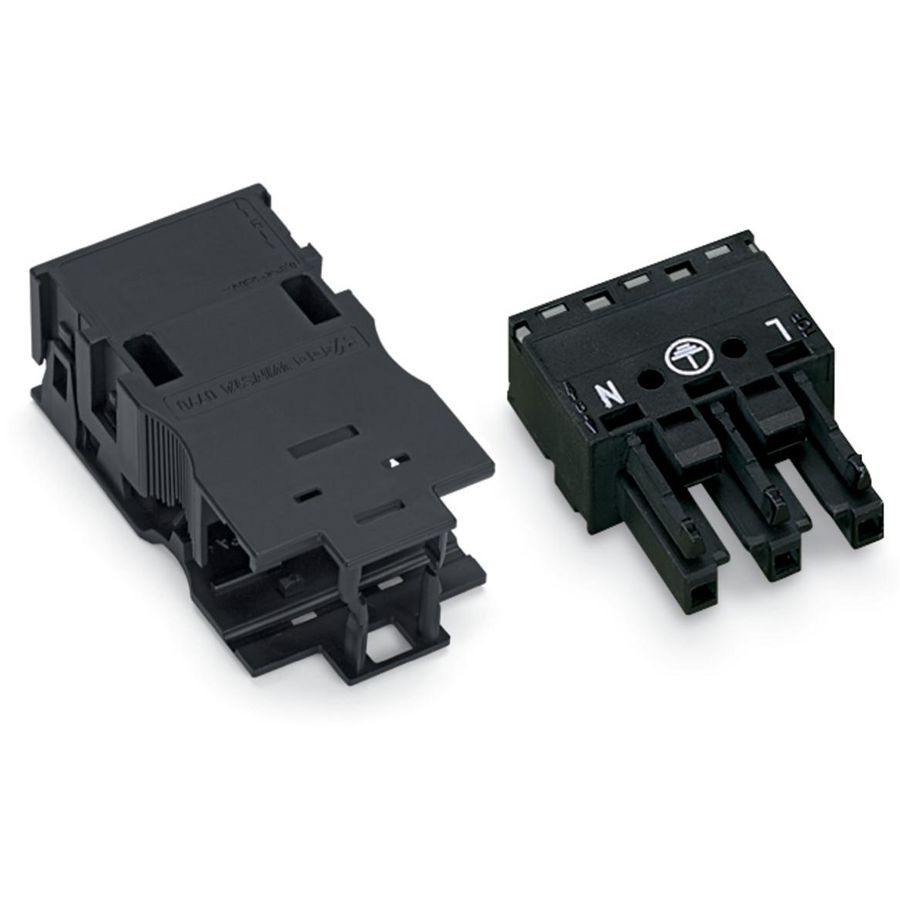 Female met trekontlastingsbeh. 3-polig zwart 770-203/035-000