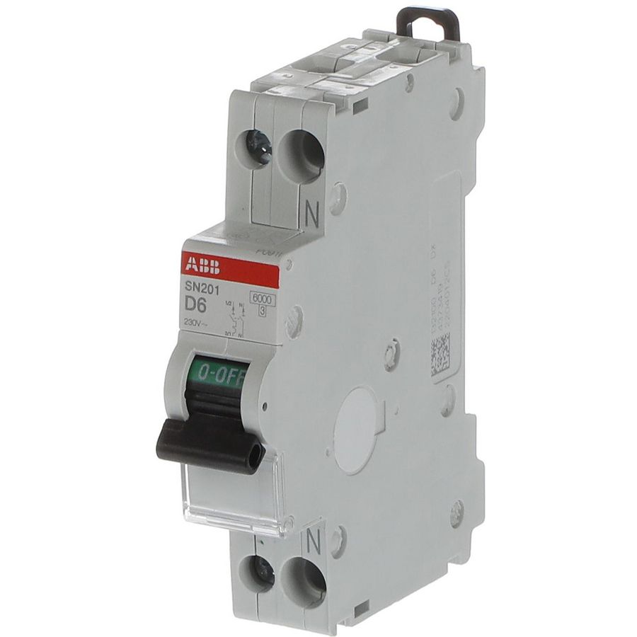 Installatieautomaat 1-polig + Nul 6kA-10kA D-karakteristiek 6A