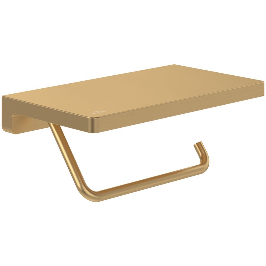 Toiletrolhouder met planchet Elements St Brushed Gold