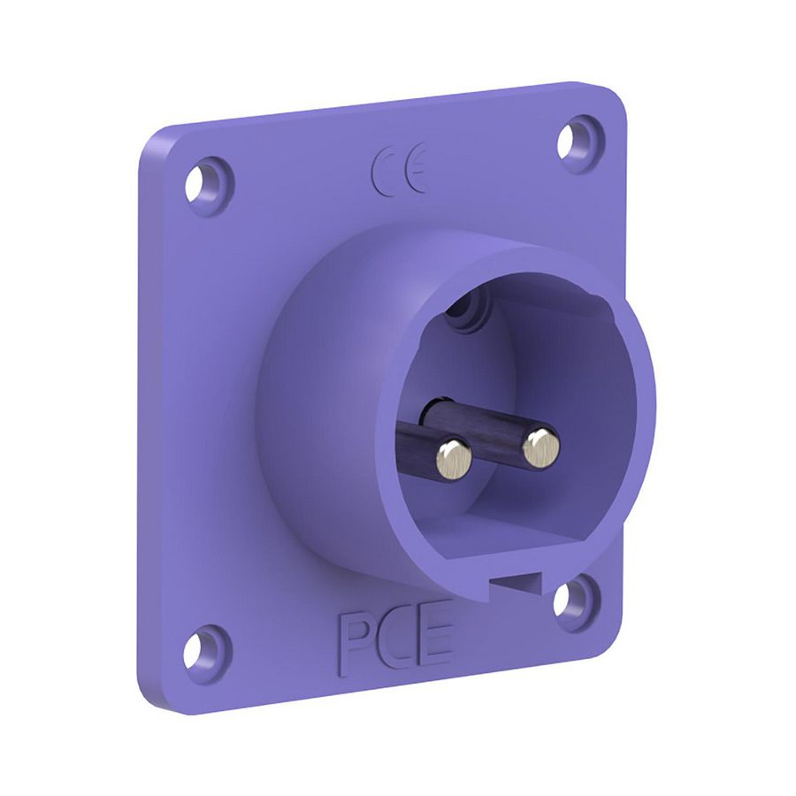CEE inbouw toestelcontactdoos RE 16A 2p 24V paars IP44 Twist 70x70mm
