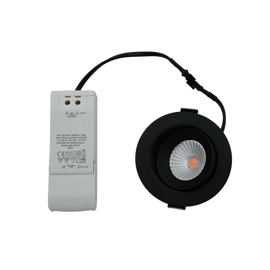 LED Spot Flex 8W 580lm 927 38° Zwart IP44 CRI98 DIM