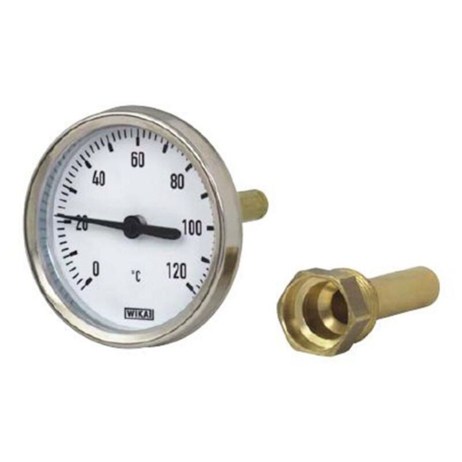 Thermometer alu. 63mm 0°..120°C 1/2"bt. x40mm axiaal