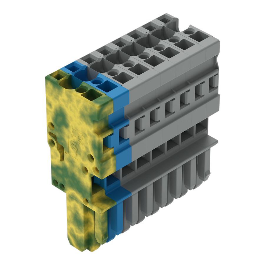 1-draads female steker CAGE CLAMP 4mm² grijs/blauw/g VVE=25