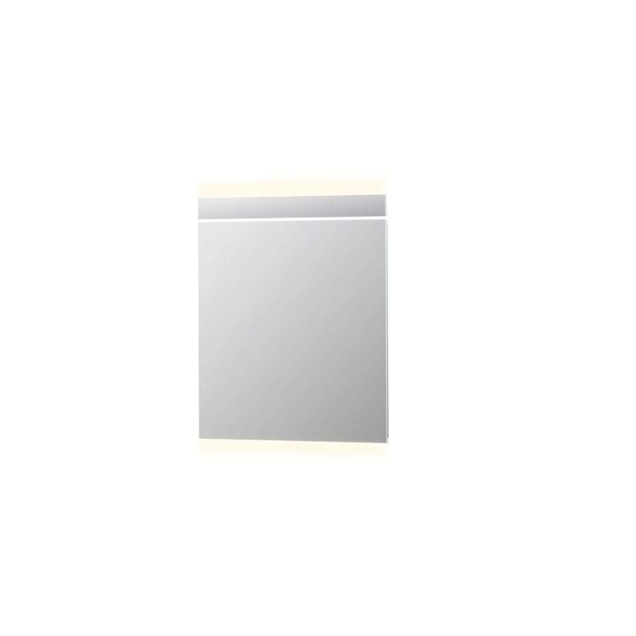 Spiegel SP6 met horizontaal geintegreerde LED verlichting en ind. LED-verl. ↑+↓ en sensorschakelaar 800x700mm alu