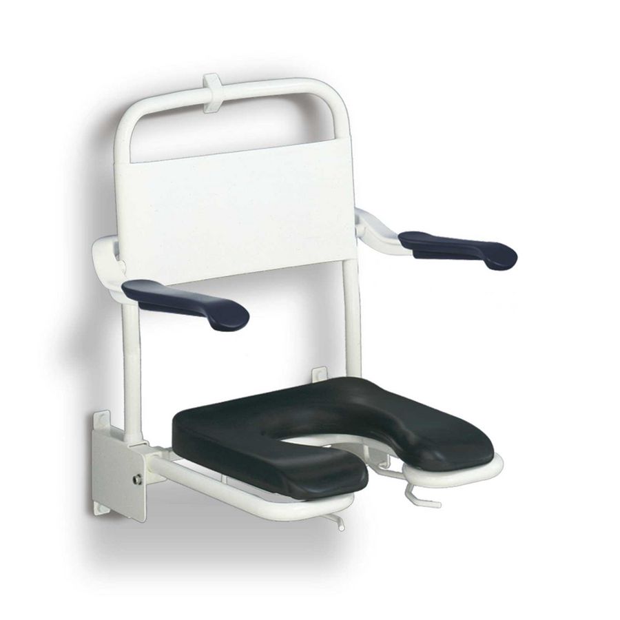 Douchezitting+rug- en armsteun zachte zitting open wit