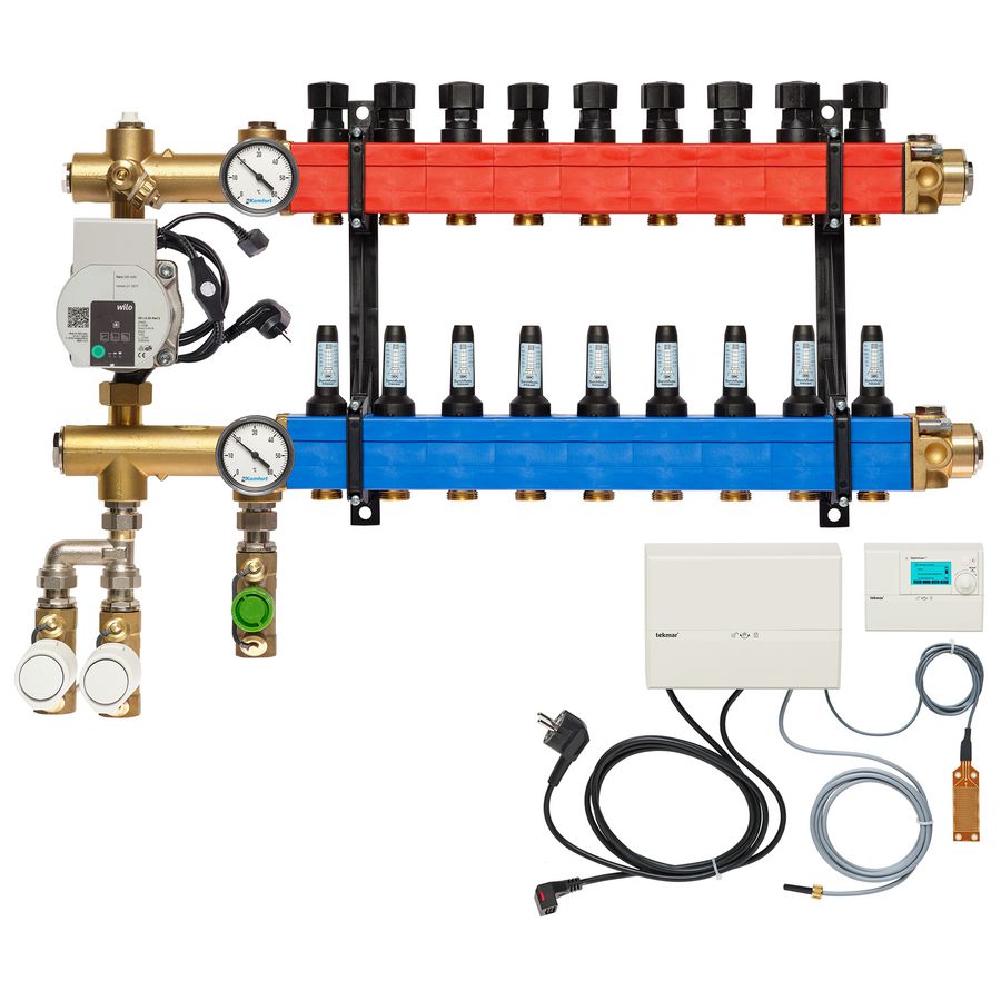 Vloerverw.verdeler 4850 3-pijps E-pomp OA. 10-145l/u 9-groeps