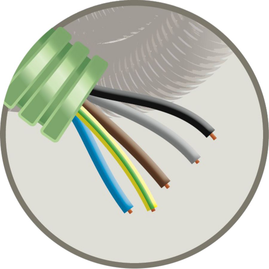 Haspel a 200m. GREEN FLEX voorbedrade buis 20mm H07Z1-U 5G2,5 Thesla