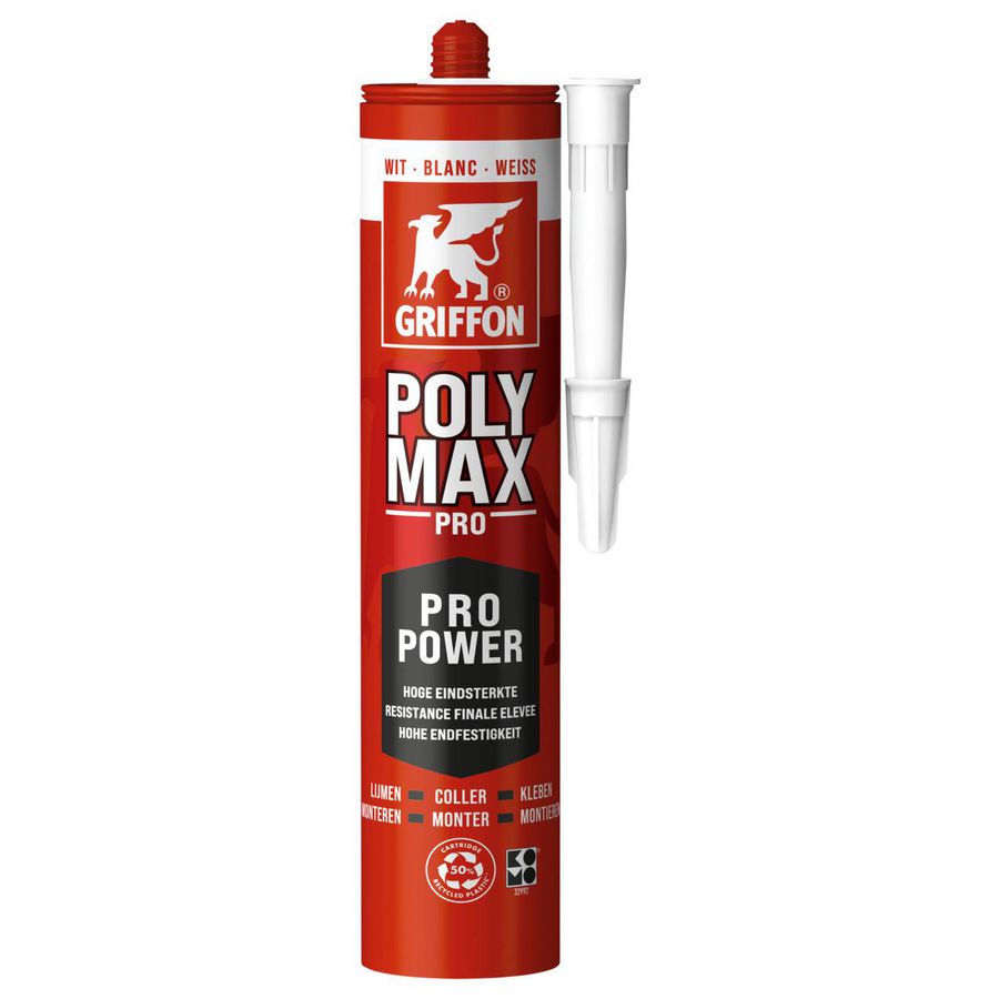 Lijm Poly Max Pro Power wit Koker 425g VVE=12