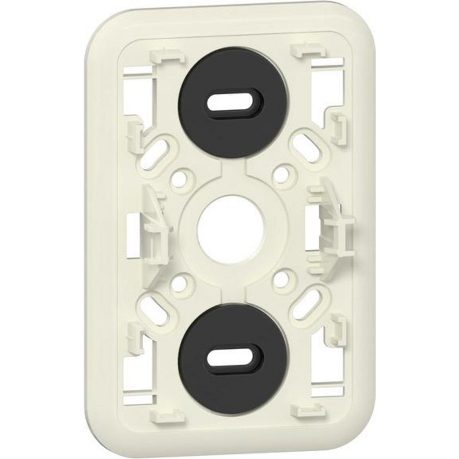 Montageplaat K/P25 2-voudig wandcontactdoos met randaarde / 2-voudig wandcontactdoos ongeaard Opbouw creme wit