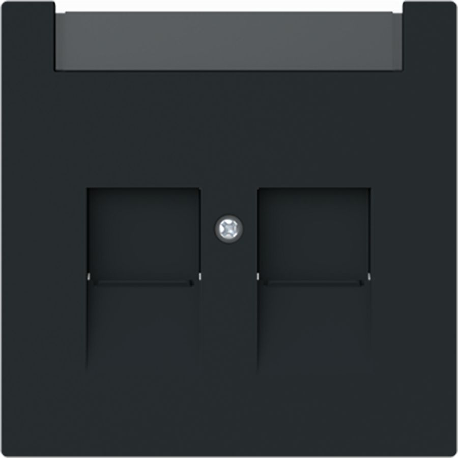 Centraalplaat 2 modular Jack connectors schuifjes art- matzwart (1800-45M)