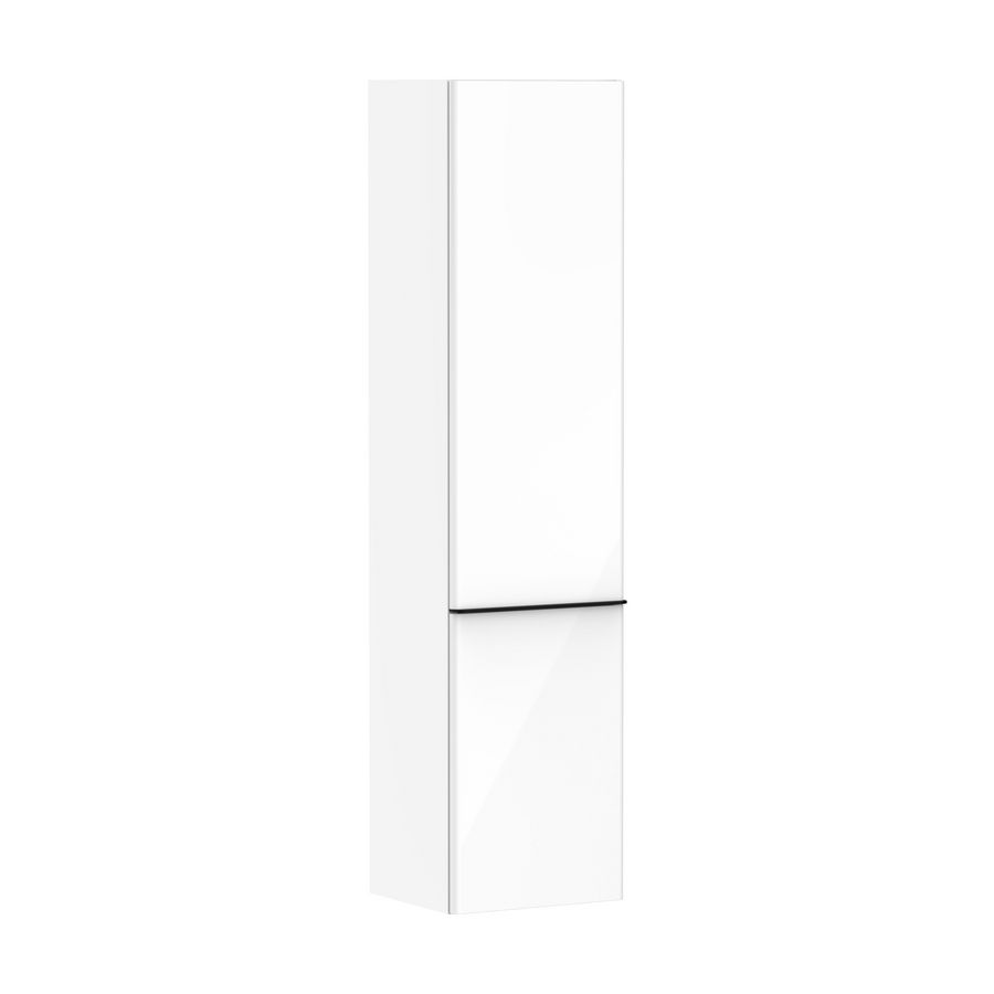 Hoge kast wit hoogglans 400/350 scharnieren rechts greepkleur mat zwart Xelu Q 54139670